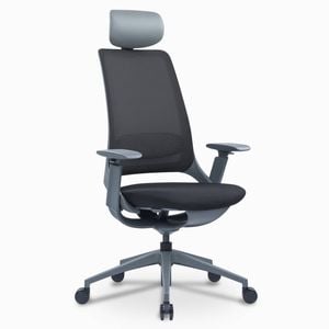 Desky Pulse Supportive Desk Chair - Black / Grey / Headrest