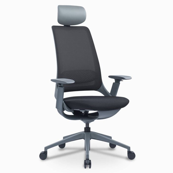 Desky Pulse Supportive Desk Chair - Black / Grey / Headrest