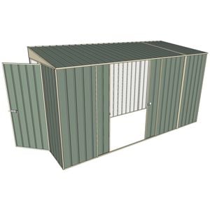 Build-a-Shed 1.5 x 3.7 x 2m Double Sliding Side Door Skillion Shed - Green
