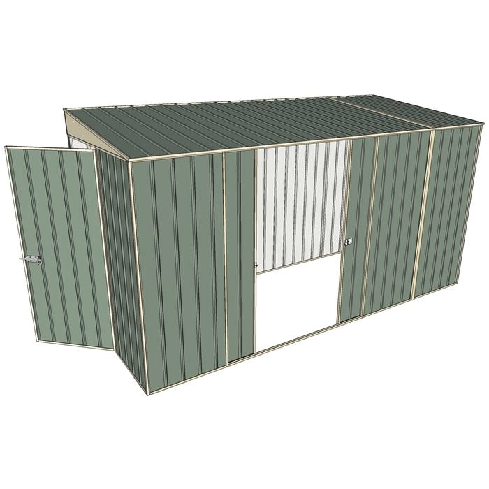 Build-a-Shed 1.5 x 3.7 x 2m Double Sliding Side Door Skillion Shed - Green