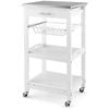 Costway 5-tier Kitchen Storage Cart Food Prep Table W/stainless Steel Tabletop White