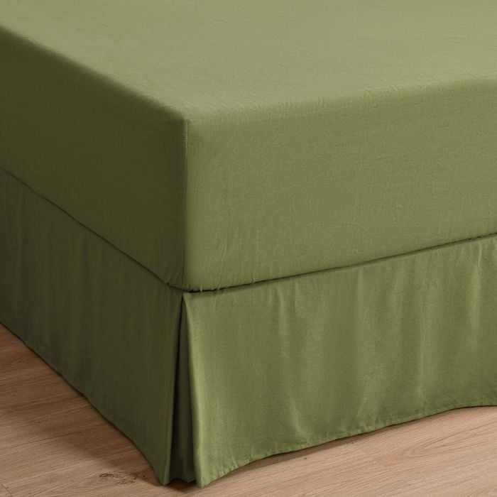 Dreamaker Linen Cotton Valance Olive Double Bed