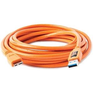 Tetherpro Usb 3.0 Male Type-a To Usb 3.0 Micro-b 15'/4.6m In Orange Hi-vis Tether Tools