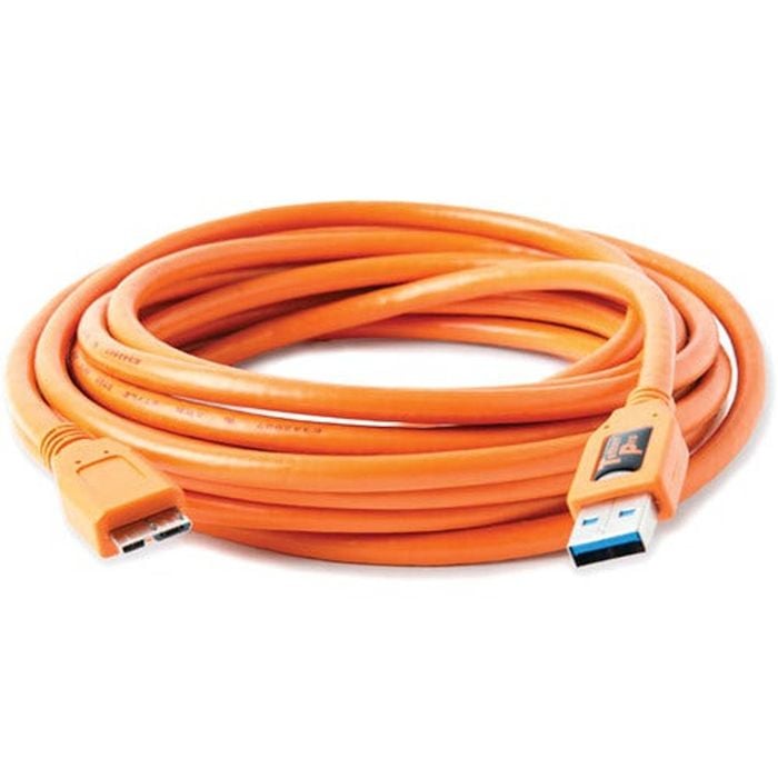 Tetherpro Usb 3.0 Male Type-a To Usb 3.0 Micro-b 15'/4.6m In Orange Hi-vis Tether Tools