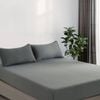 CleverPolly Vintage Washed Microfibre Fitted Sheet Set with Matching Pillowcases (Grey, Double)