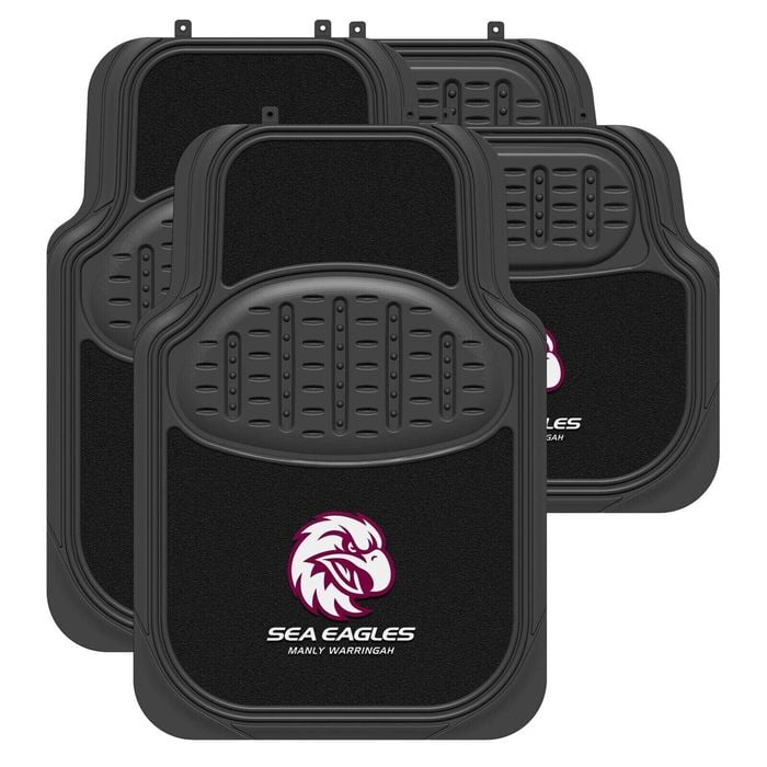 NRL Car Floor Mats - Manly Sea Eagles - Set Of 4 - Universal Size Fit -