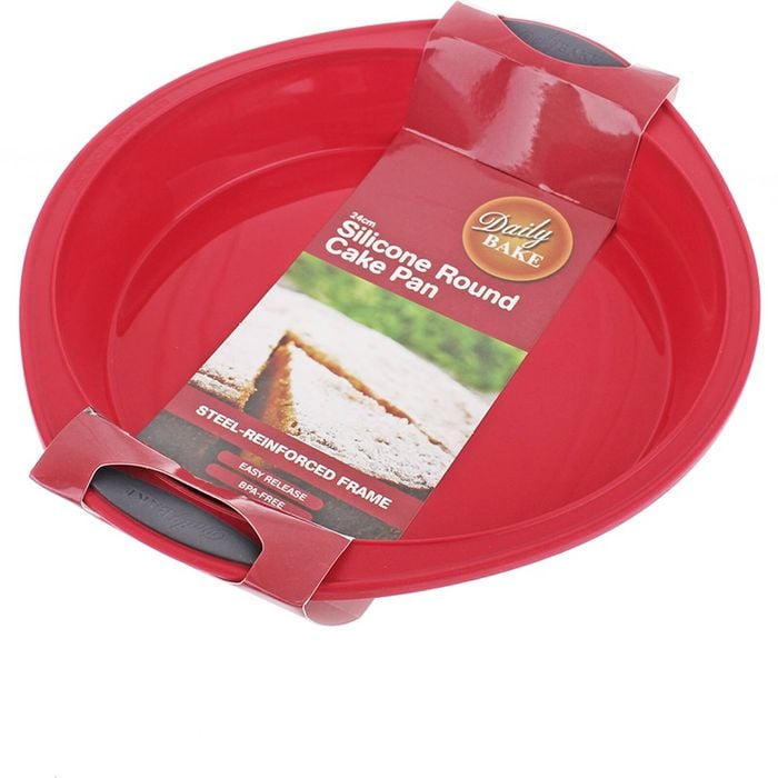 Daily Bake Steel Reinforced Round Silicone Cake Pan 23cm Diameter Red