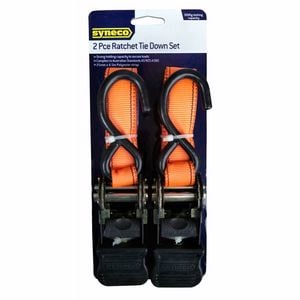 Syneco 25mm x 4.5m S Hook Tie Down Ratchet Set - 2 Pack