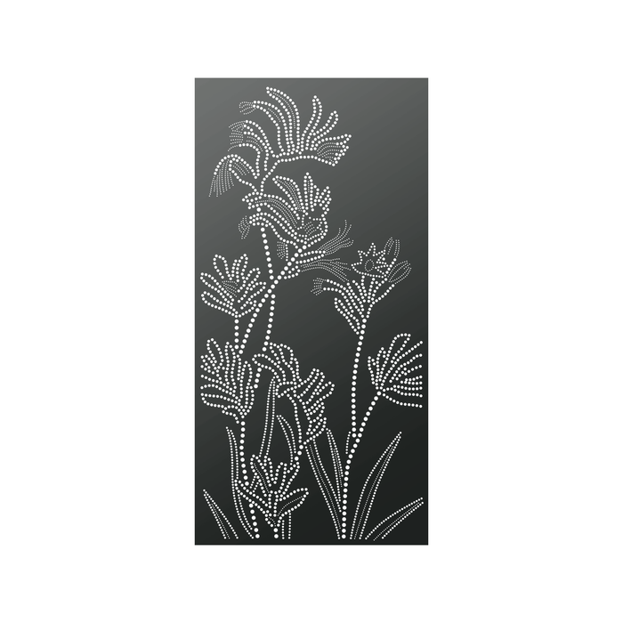 Walpix 1800 x 900 x 2mm Perforated Aluminium Decorative Screen Flat Profile Kangaroo Paw - Charcoal