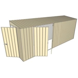 Build-A-Shed 1.2 x 5.2 x 2.0m Skillion Double Hinged Side Doors Shed - Cream
