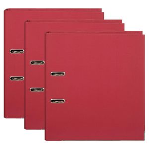 3x Marbig Pe Lever Arch File Folder A4 Document Filing Organiser Holder Deep Red