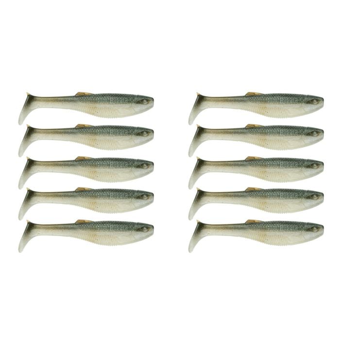 2x 5PK 4In Rapala Crush City Heavy Hitter Plastic Paddle Tail Lures - Glow Shad