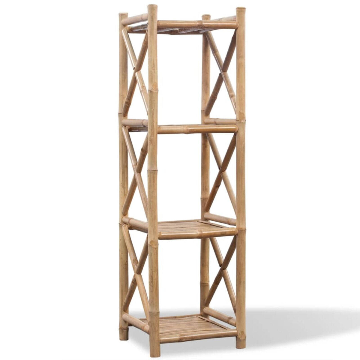 vidaXL 4-Tier Square Bamboo Shelf Free Standing Tower Rack Storage ...