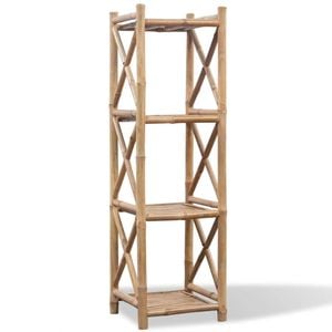 vidaXL 4-Tier Square Bamboo Shelf Free Standing Tower Rack Storage Organiser