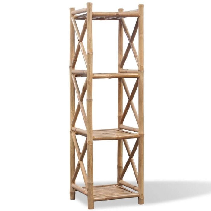 vidaXL 4-Tier Square Bamboo Shelf Free Standing Tower Rack Storage Organiser