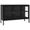 vidaXL Sideboard Black Steel and Glass Side Cabinet Cupboard Home Organiser