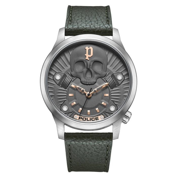 Police Jet Leather Band Grey Dial Men's Watch (pewja2227703)