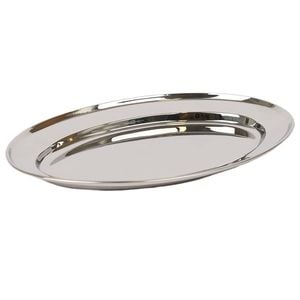 Argon Tableware Oval Serving Platter - 35 x 24cm - Stainless Steel Dinner Tray Oval Plate Small Appetizer Serving Dishes
