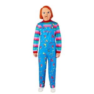 Chucky Deluxe Adult Halloween Costume Official Licensed Childs Play Horror Jumpsuit with Mask, Extra Large