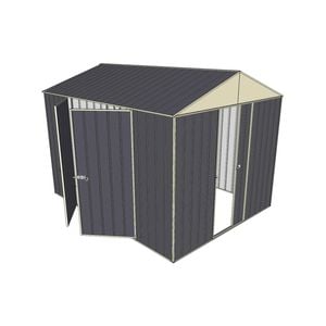 Build-a-Shed 2.3 x 3.0 x 2.3m Front Gable Single Sliding Door and Double Hinged Door Shed - Grey