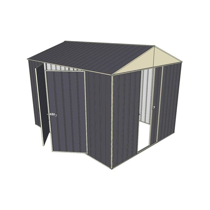 Build-a-Shed 2.3 x 3.0 x 2.3m Front Gable Single Sliding Door and Double Hinged Door Shed - Grey