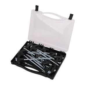 Black 15 Piece Screw In Pegs & Hex Drill Adaptor Socket Rv Caravan Tie Down Kit