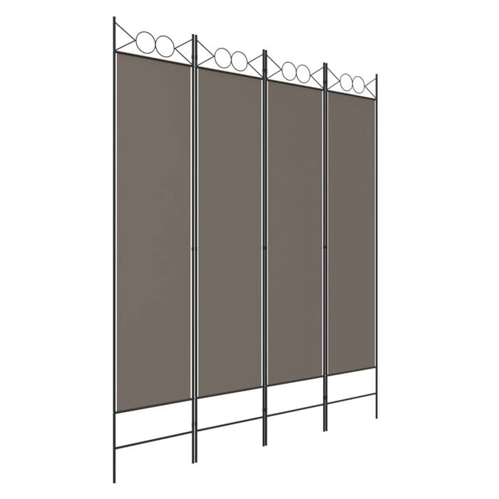 vidaXL 4-Panel Room Divider Anthracite Fabric Privacy Screen Separator Folding