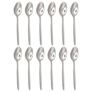 Argon Tableware Economy Silver Teaspoons - 12x Durable Rust Resistant Stainless Steel Finish Dishwasher Safe Flatware Set