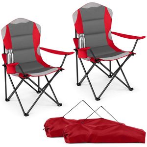 Costway 2x Folding Camping Chairs Outdoor Portable Chairs-Red