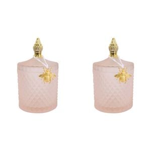2PK LVD Glass Cruz Trinket Storage Decor Round 18.5cm - Sand