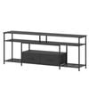 Advwin TV Cabinet 160cm LED Entertainment Unit Stand w/ Charging Station Media Console Table w/ Shelf & Drawer Black