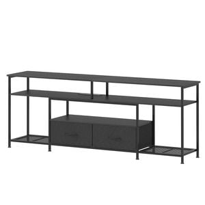 Advwin TV Cabinet 160cm LED Entertainment Unit Stand w/ Charging Station Media Console Table w/ Shelf & Drawer Black
