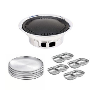 SOGA Kitchenware Bundle – Silver Grilling Plate, Divided Sauce Pan & Portable Charcoal BBQ Grill