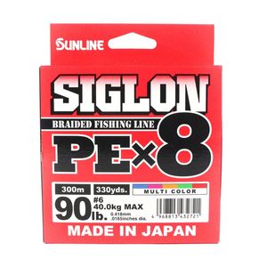 Sunline Siglon PE x8 Braid Fishing Line 300m Multi Colour 90lb