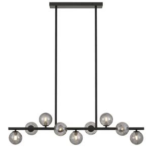 Telbix Moran Modern 9-Lights Pendant Hanging Lamp Light Metal Glass Black Smoke Matte