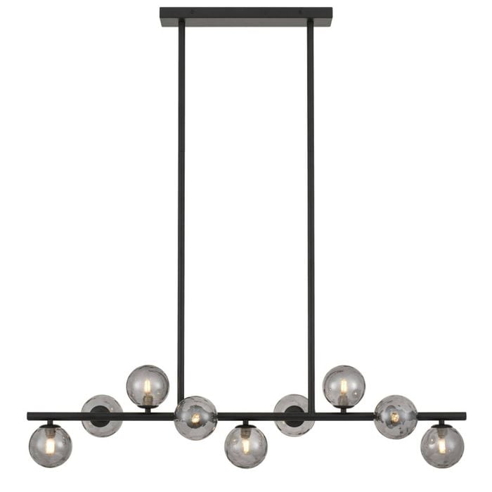 Telbix Moran Modern 9-Lights Pendant Hanging Lamp Light Metal Glass Black Smoke Matte