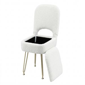 Artiss Storage Ottoman Vanity Stool Foot Stool Folding Back White