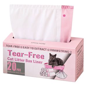 PaWz Cat Litter Bags 120 Count Drawstring 64 x 40cm 10kg HDPE White Pink