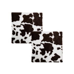 SOGA 2X Coffee Cowhide Square Cushion Soft Leaning Plush Backrest Throw Seat Pillow