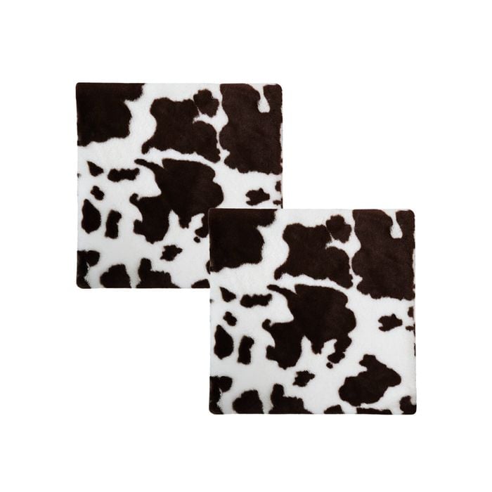 SOGA 2X Coffee Cowhide Square Cushion Soft Leaning Plush Backrest Throw Seat Pillow