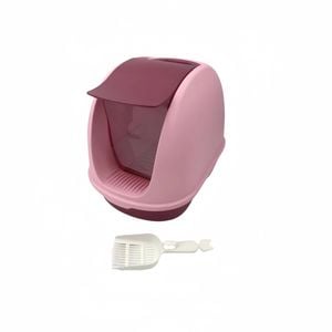 Yes4pets Portable Hooded Cat Toilet Litter Box Tray House With Scoop And Grid Tray Pink