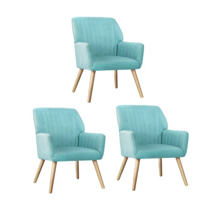 Oikiture 3x Armchair Blue Fabric
