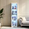 Ufurniture 160cm Display Cabinet With Led And Glass Doors 4-tier Hallway Shelves Cabinet Bookshelf Storage Organizer White