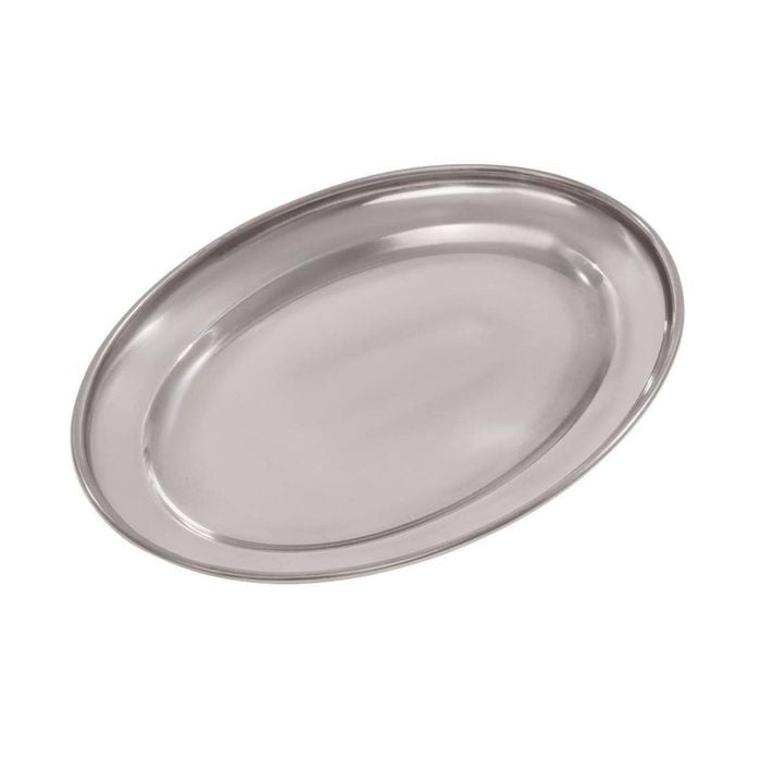 Olympia Service Tray Stainless Steel Oval 200mm Commercial Catering Serving Platter