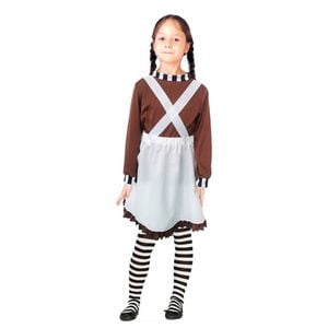 More Than Party Girls Chocolate Worker Costume Brown Dress Apron/Stocking 10-12y