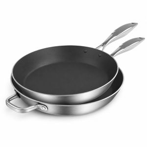 SOGA Stainless Steel Non-Stick Induction Fry Pan Set 26cm & 34cm