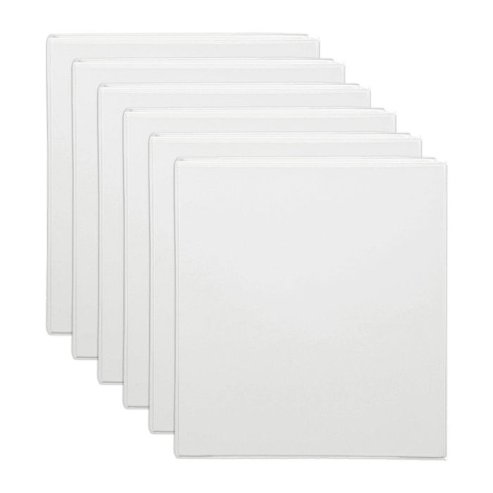 6x Marbig Clearview 2 D-ring Insert Binder A4 File 38mm Document Organiser White