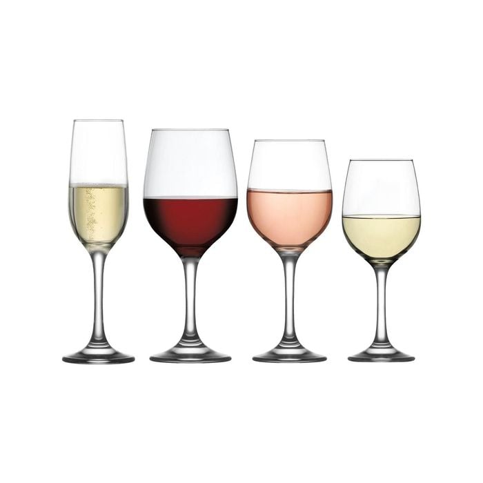 LAV 24 Piece Fame Stemware Set - Classic Goblets for White, Red, Champagne