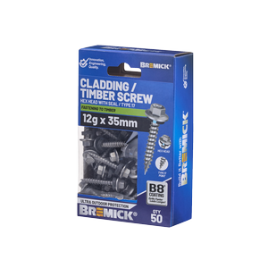 Bremick Hex Cladding Screw 12g x 35mm B8 PK50