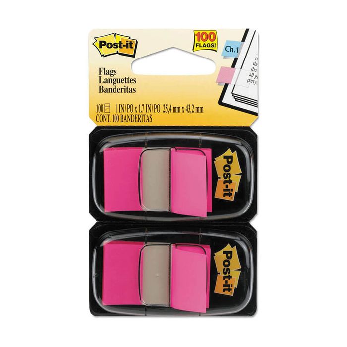 Post-it Twin Pack Flags 100pcs (Bright Pink)